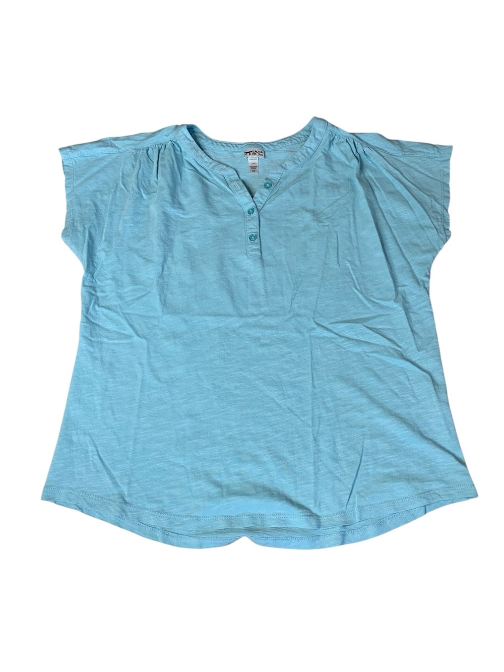 Black Bow Light Blue Henley T-Shirt - Size Small